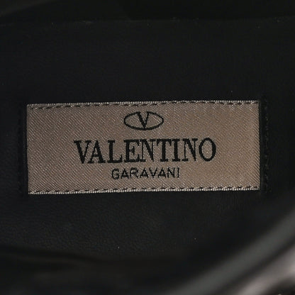 Valentino Garavani Calfskin Crackled Lambskin Rockstud Spike 20mm Biker Boots 37 Black 7 of 12