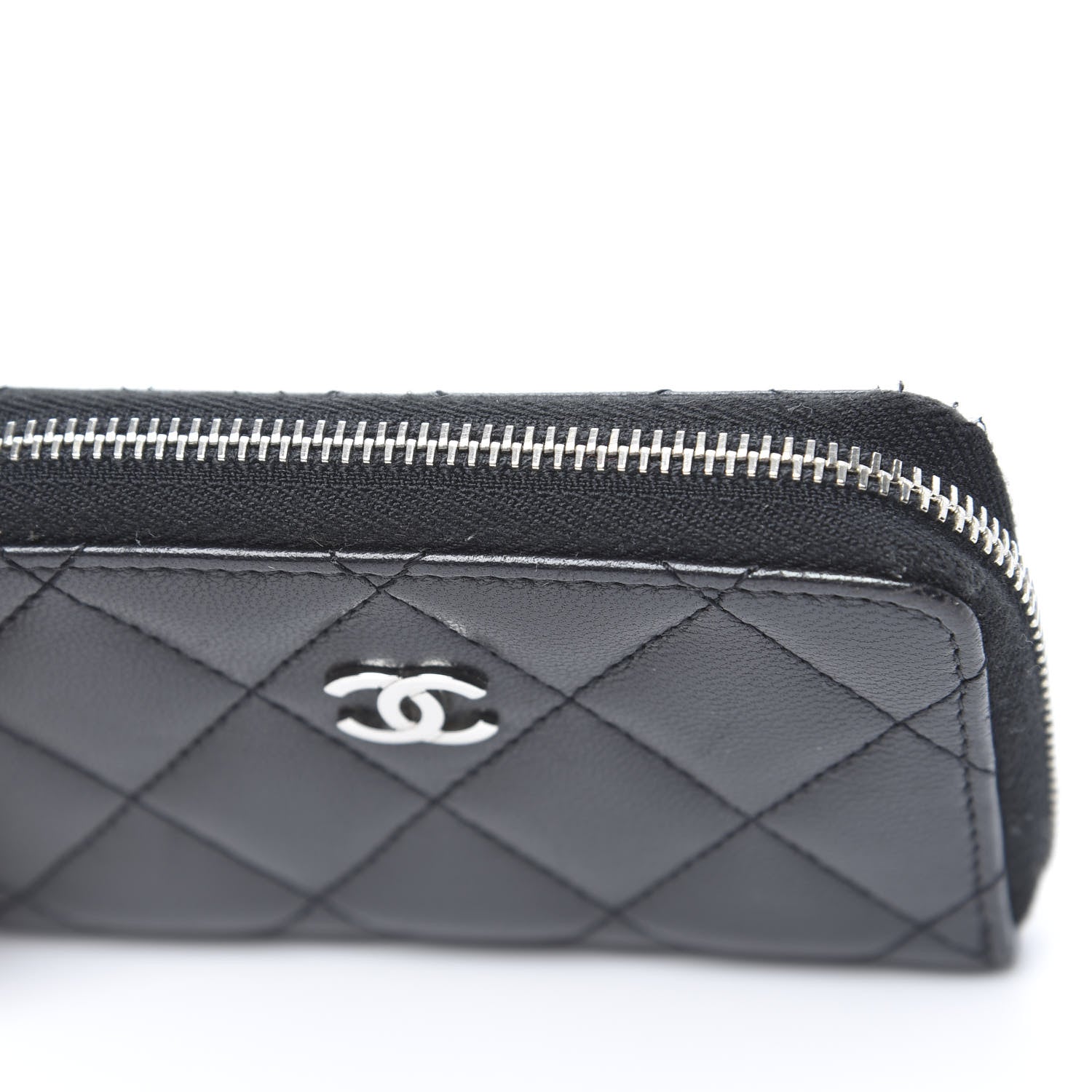 Chanel Lambskin Quilted Zip Coin Purse Black 10 of 10