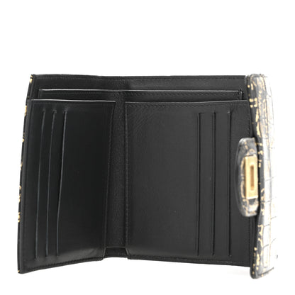 Chanel Calfskin Crocodile Embossed Graffiti 2.55 Cocodile Reissue Compact Wallet Black Gold 3 of 5
