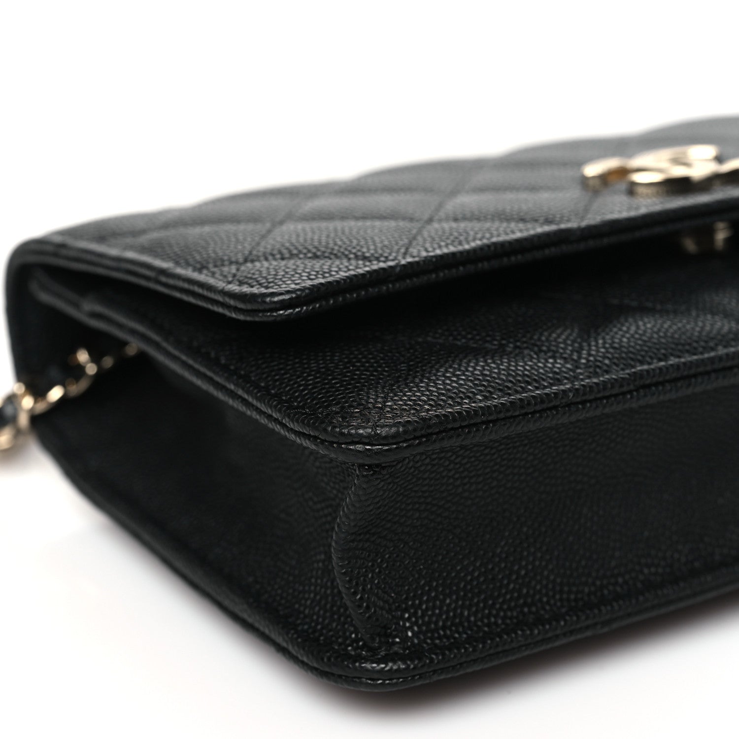 Chanel Caviar Quilted Striated CC Wallet On Chain WOC Black 10 of 11