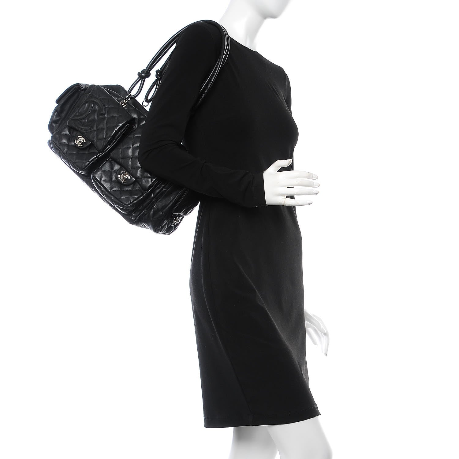 Chanel Calfskin Quilted Large Cambon Multipocket Reporter Black 2 of 7