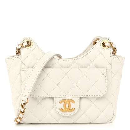 Chanel Caviar Quilted Small Wavy CC Hobo White 1 of 10
