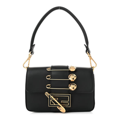 Fendi X VERSACE Vitello Seta Fendace Mini Brooch Baguette Black 1 of 12