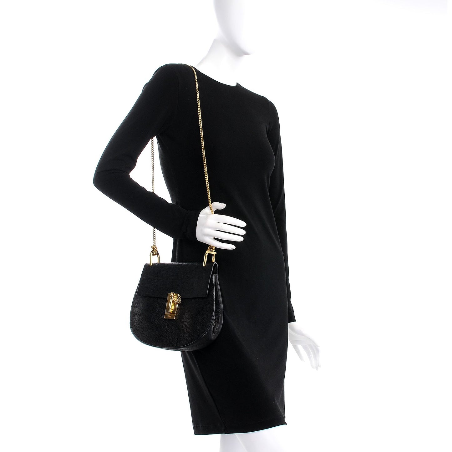 Grained Lambskin Drew Shoulder Bag Black