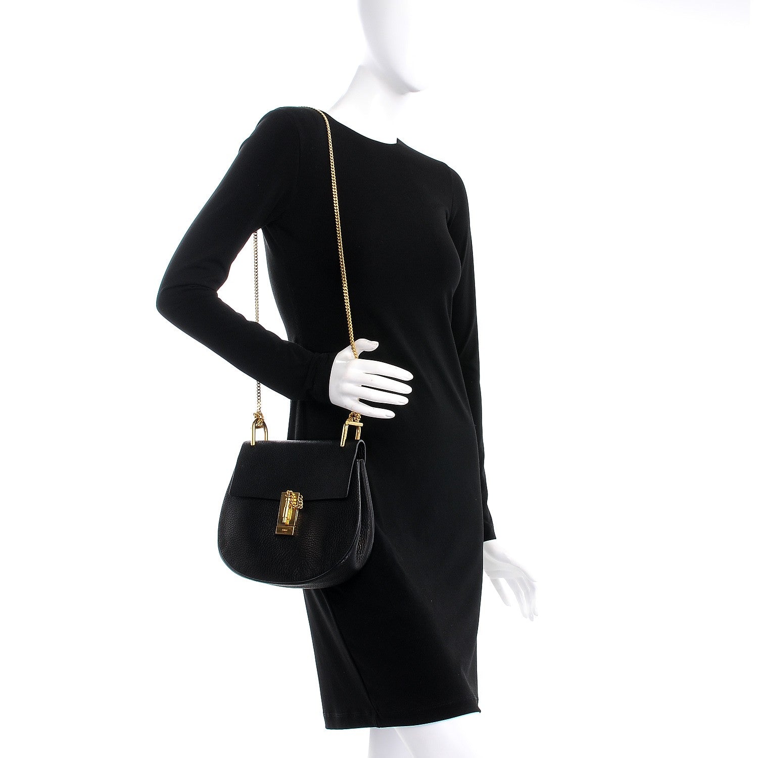 Chloe Grained Lambskin Drew Shoulder Bag Black 2 of 8