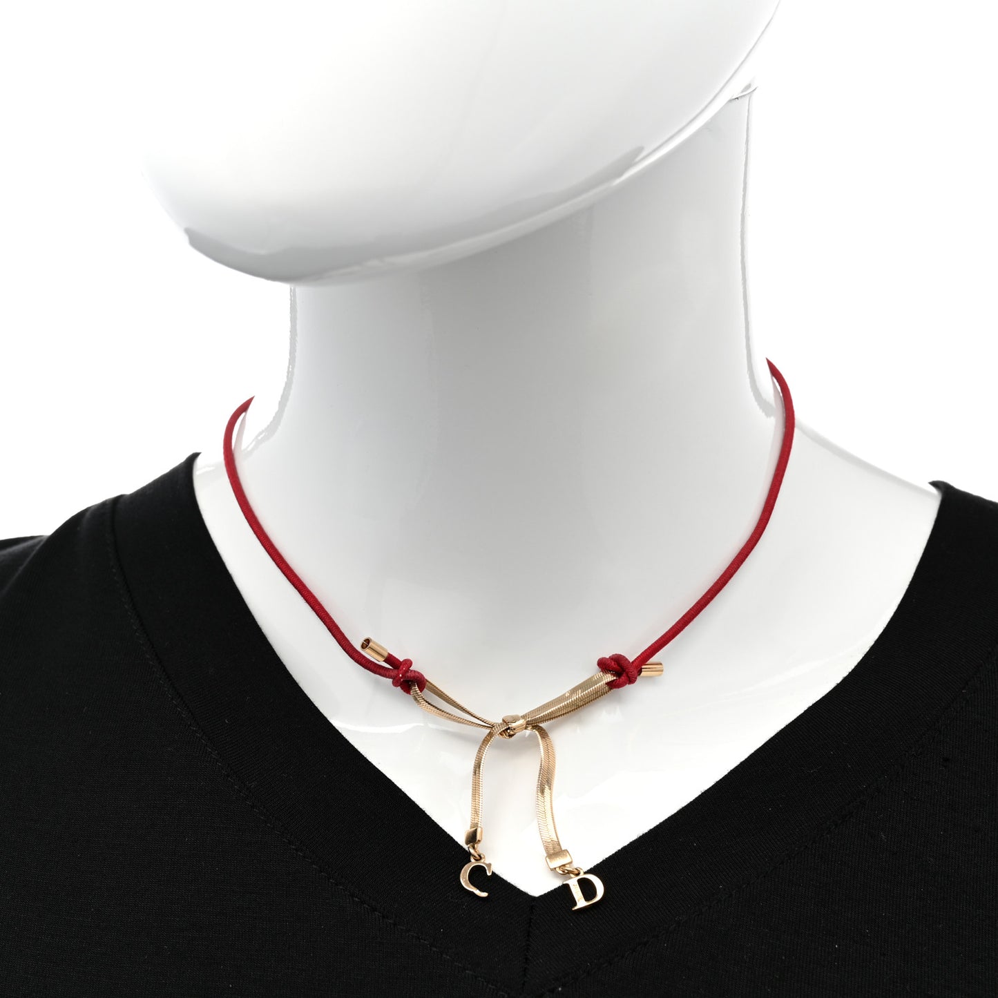 Bow CD Necklace Red Gold