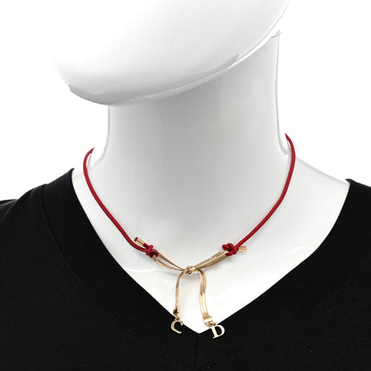 Christian Dior Bow CD Necklace Red Gold 2 of 8