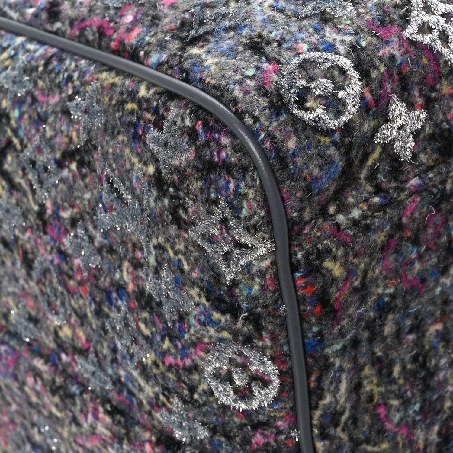 Louis Vuitton Wool Cotton Monogram Jacquard Embroidered LV Felt Keepall Bandouliere 50 Gris 7 of 10
