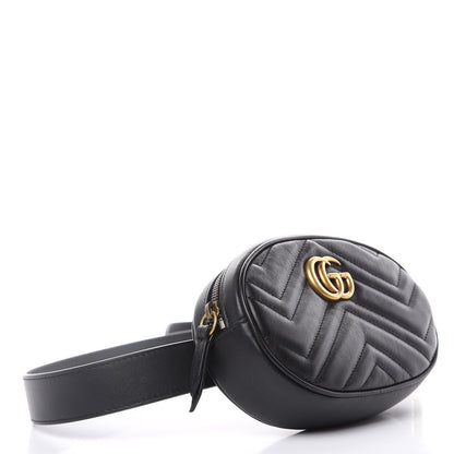 Gucci Calfskin Matelasse GG Marmont Belt Bag 95 38 Black 4 of 7