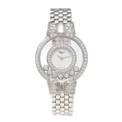 Chopard 18K White Gold Diamond Pave Bezel 24mm Happy Diamonds Icons Bow Tie Quartz Watch 1 of 4