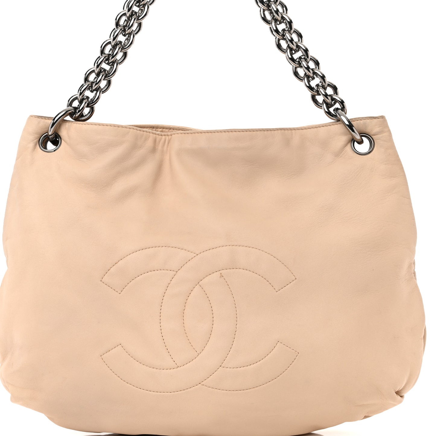 Lambskin Soft And Chain Hobo Beige