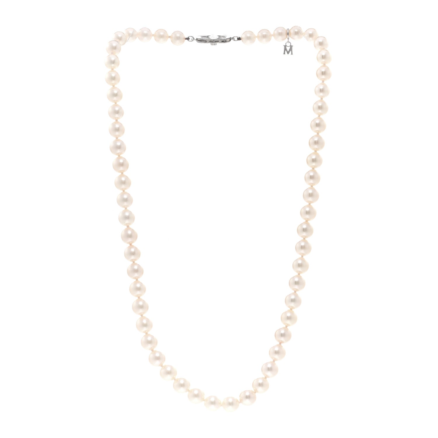 Mikimoto 18K White Gold Diamond Akoya Pearl 8mm Strand Necklace 3 of 5