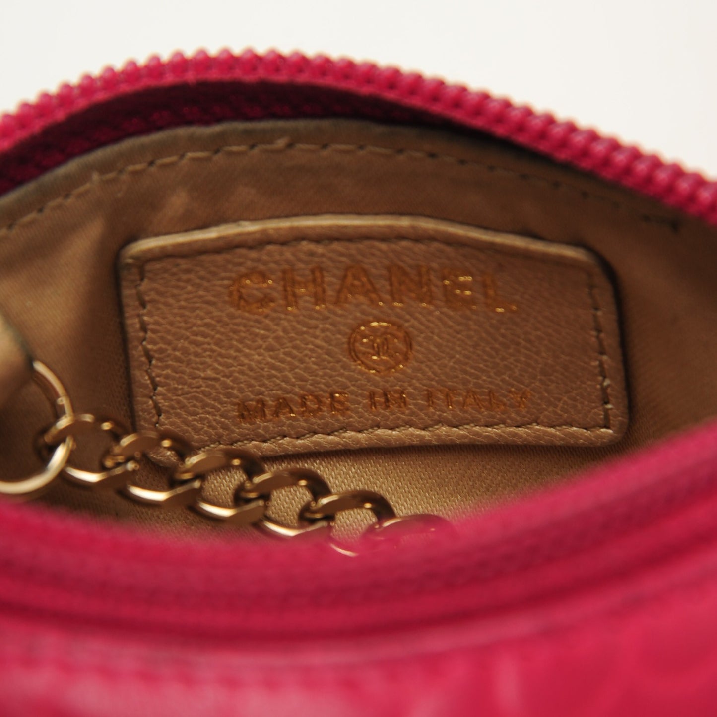Lambskin Camellia Embossed Key Holder Case Fuchsia