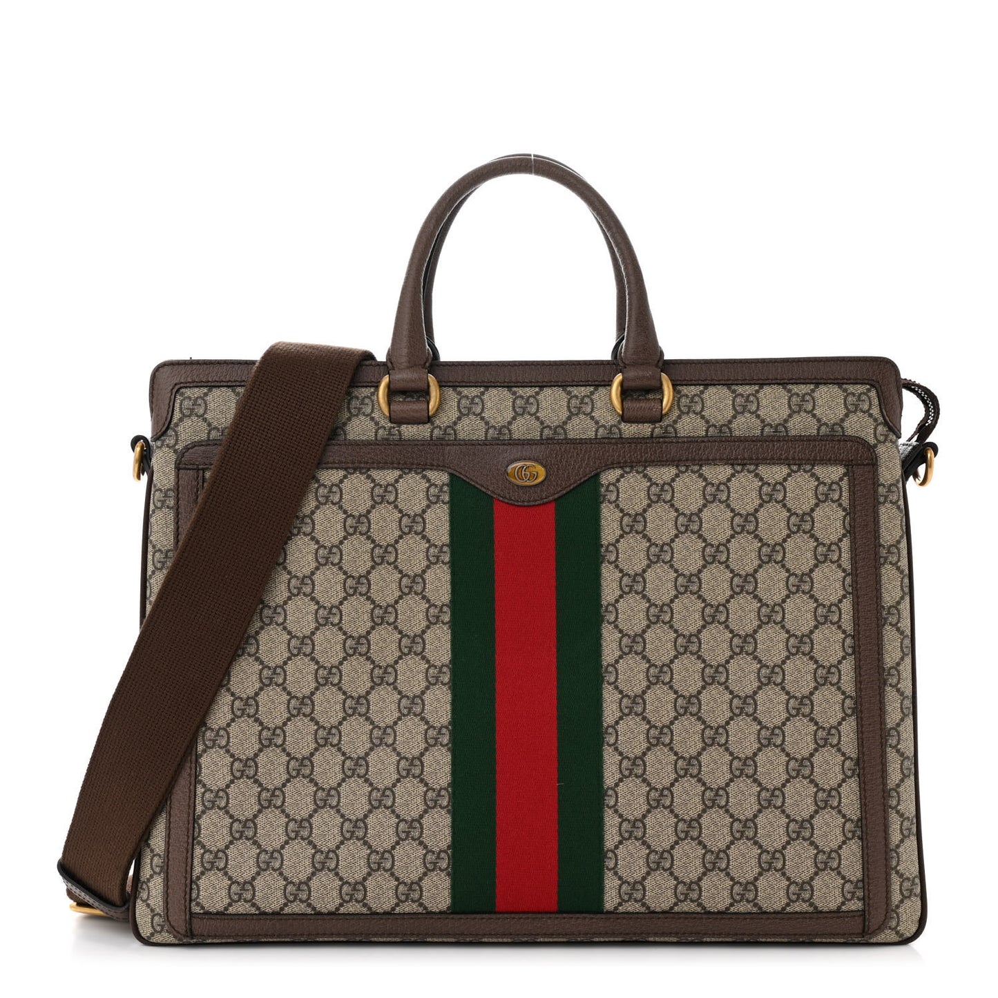 GG Supreme Monogram Web Ophidia Briefcase Beige New Acero