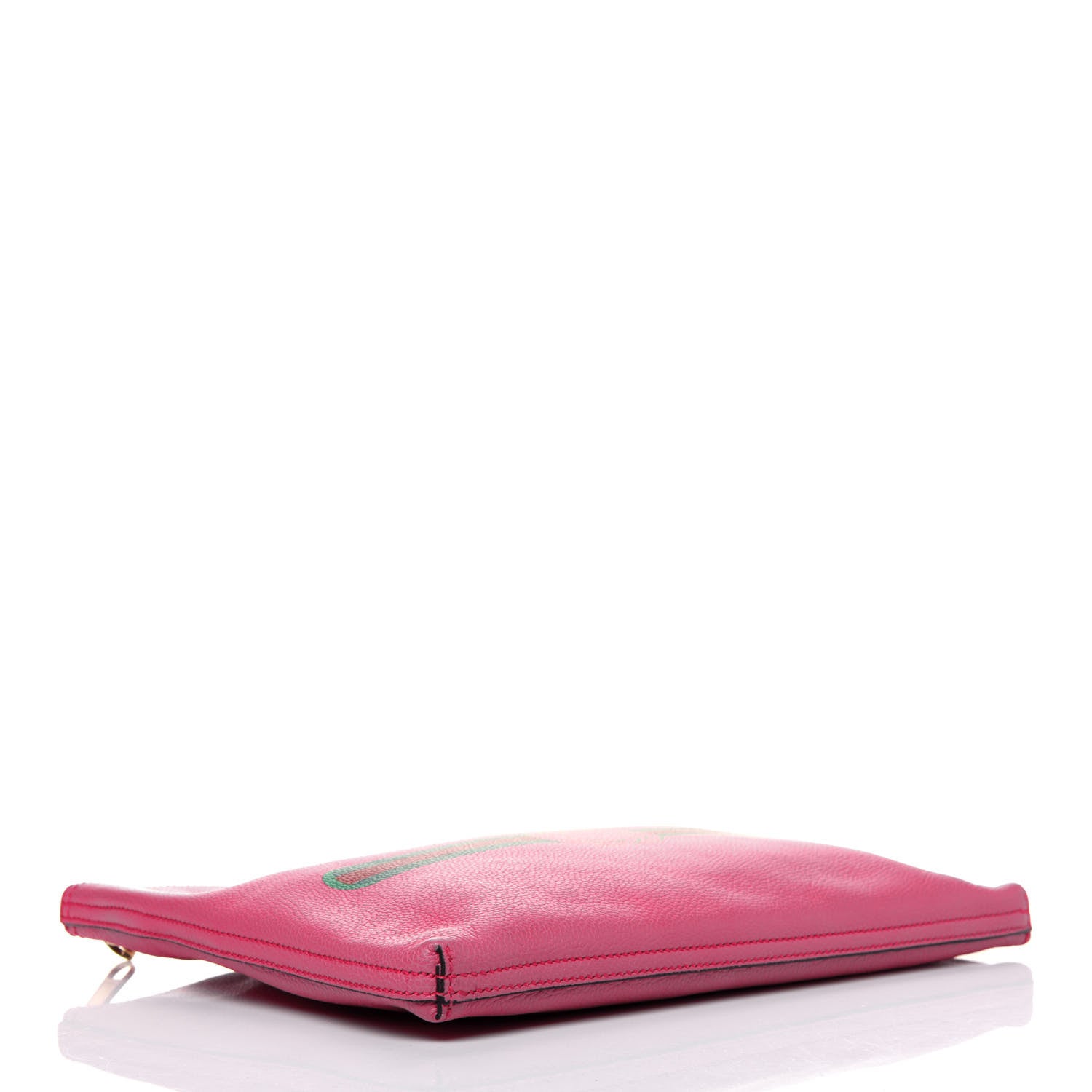 Gucci Pebbled Calfskin Medium Logo Portfolio Clutch Box Pink Green 4 of 15