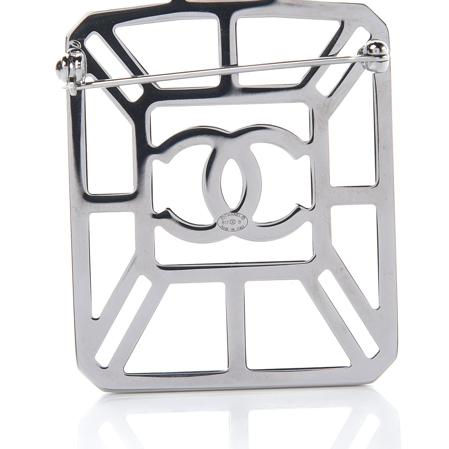 Chanel Ruthenium Crystal Perfume Bottle CC Brooch Iridescent Blue 4 of 5