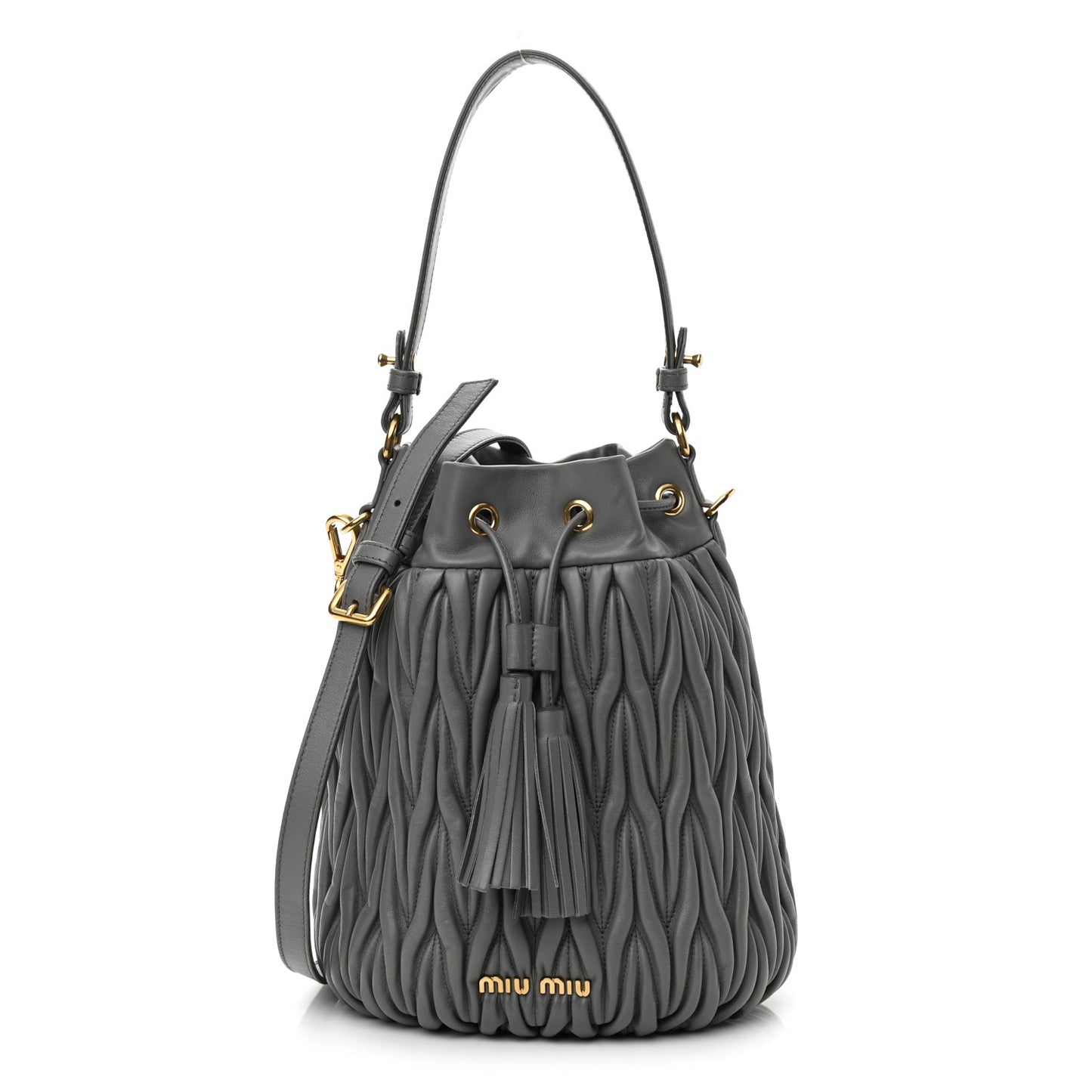 Nappa Matelasse Small Bucket Bag Marmo