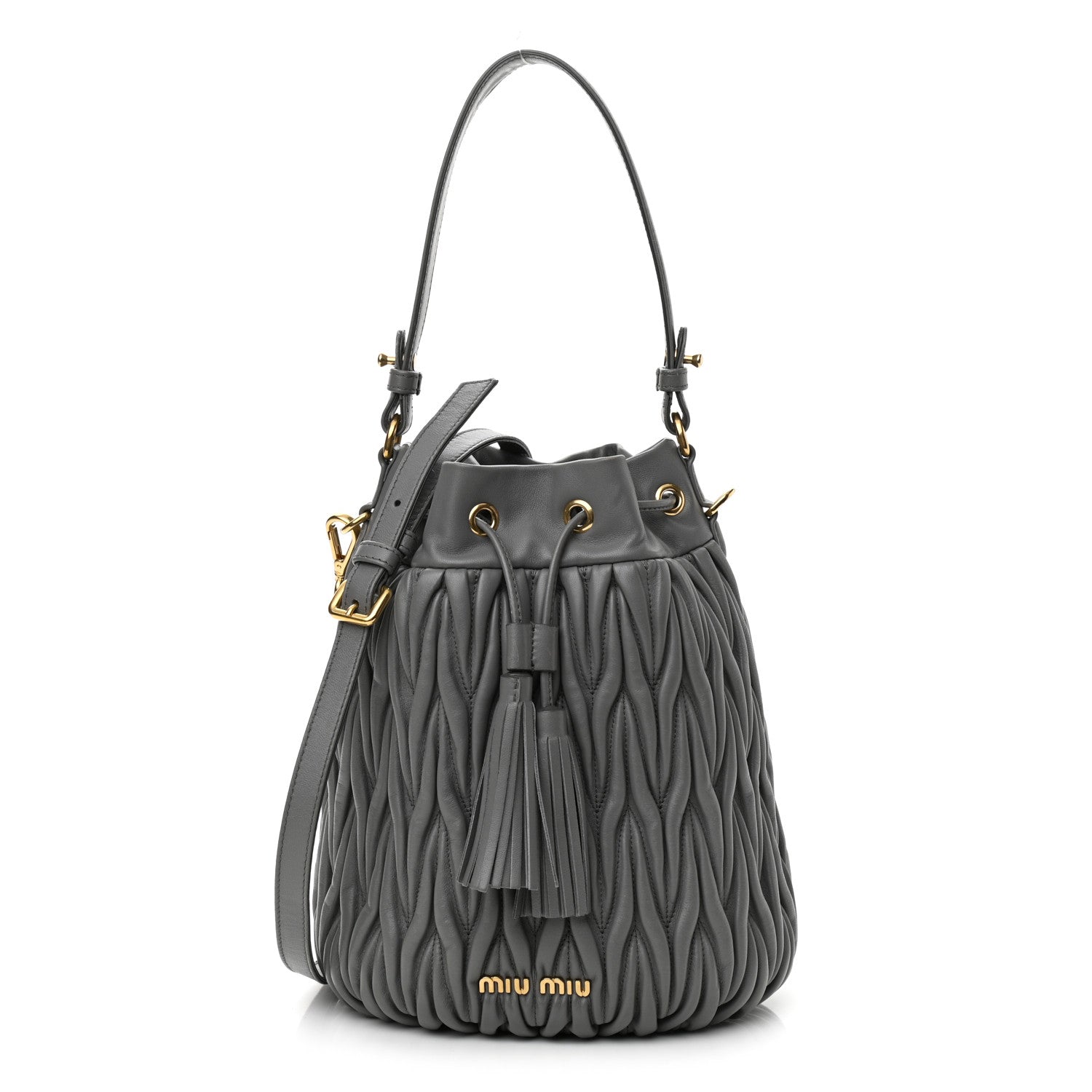 Miu Miu Nappa Matelasse Small Bucket Bag Marmo 1 of 9