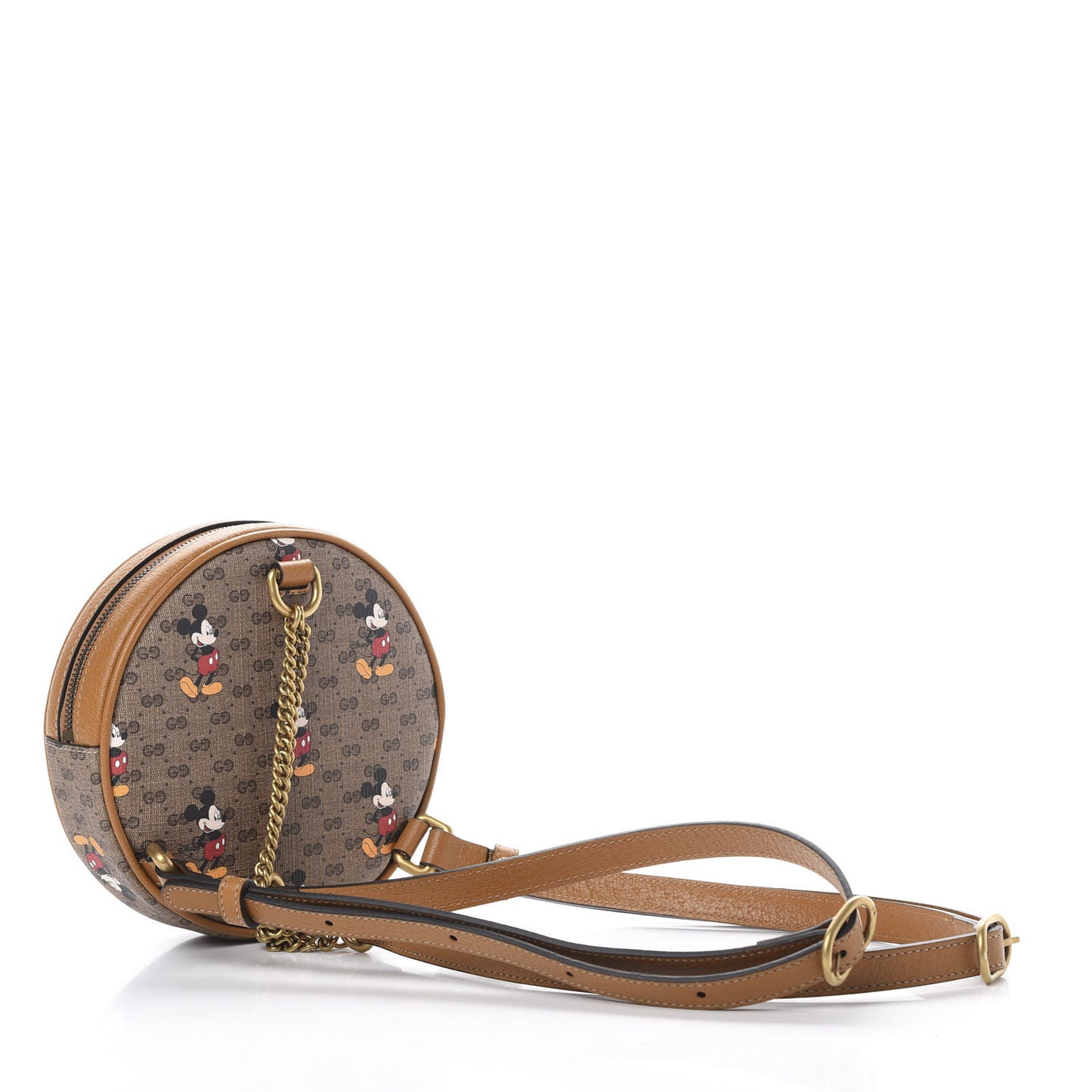 X DISNEY Mini Vintage GG Supreme Monogram Mickey Mouse Round Backpack Beige Vintage Sun Oil