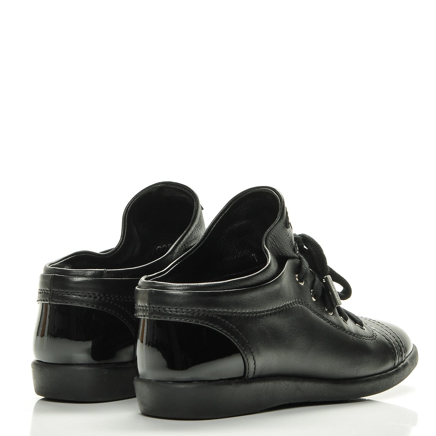 Lambskin Patent Calfskin Cap Toe CC Sneakers 37 Black