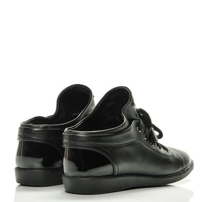 Chanel Lambskin Patent Calfskin Cap Toe CC Sneakers 37 Black 4 of 11