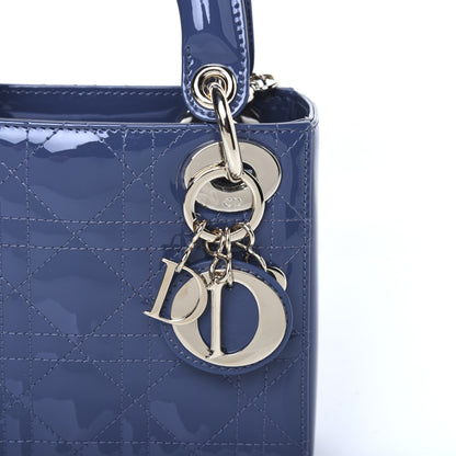 Christian Dior Patent Cannage Mini Lady Dior Denim Blue 10 of 11