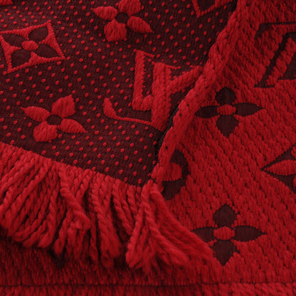 Louis Vuitton Wool Silk Logomania Scarf Rubis 3 of 4