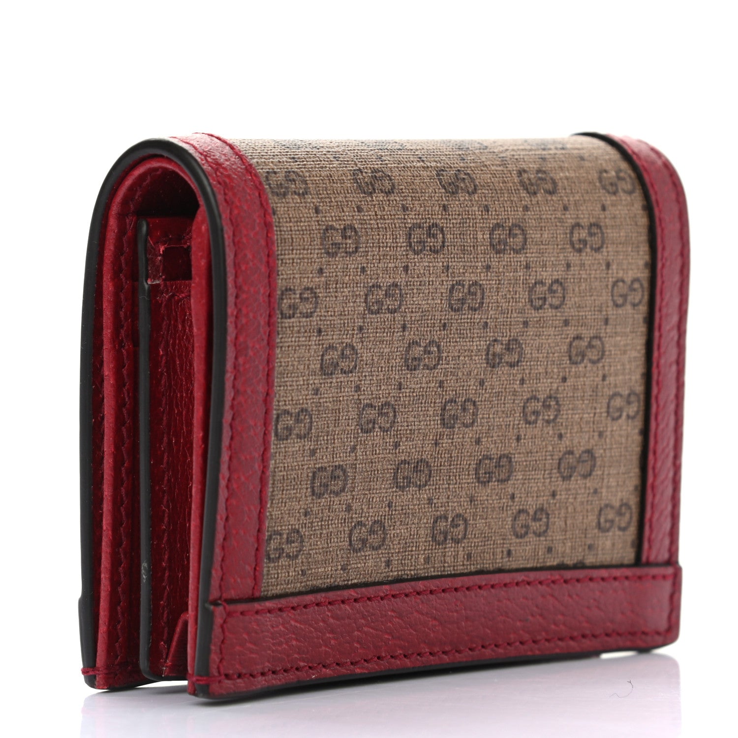 Gucci X DORAEMON Mini Vintage GG Supreme Monogram Card Case Wallet Beige Cherry Red 3 of 7