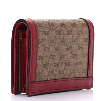 Gucci X DORAEMON Mini Vintage GG Supreme Monogram Card Case Wallet Beige Cherry Red 3 of 7