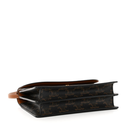 Celine Triomphe Canvas Lambskin Wallet On Strap Tan 4 of 14