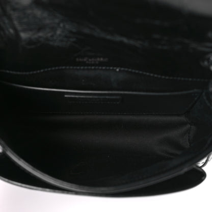 Saint Laurent Crinkled Lambskin Matelasse Monogram Baby Niki Chain Satchel Black 4 of 8