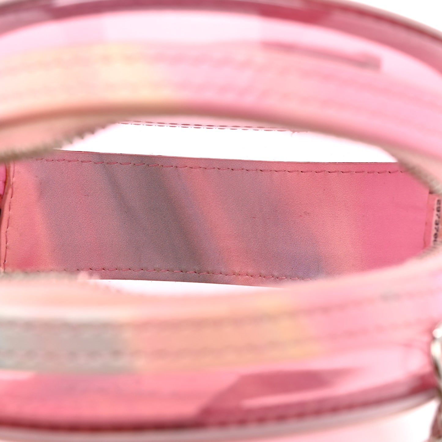 PVC Lambskin Filigree Round Clutch With Chain Pink