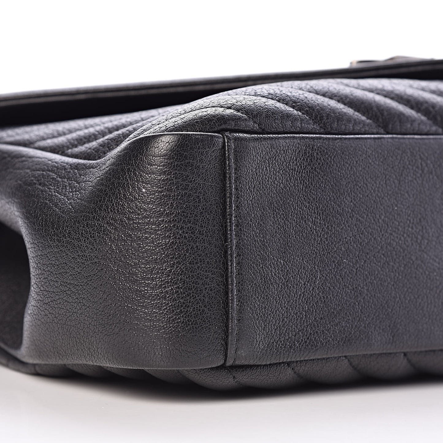 Sheepskin Matelasse Chevron Monogram Large College Satchel Black