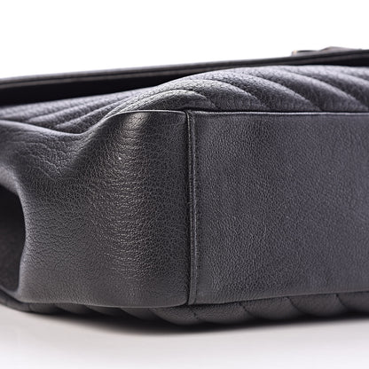 Saint Laurent Sheepskin Matelasse Chevron Monogram Large College Satchel Black 10 of 11