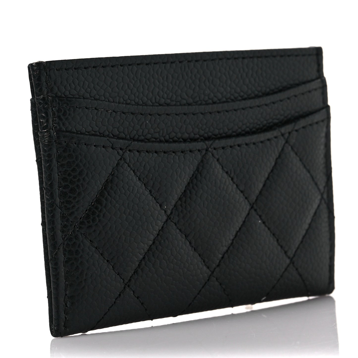 Caviar Quilted Card Holder Black