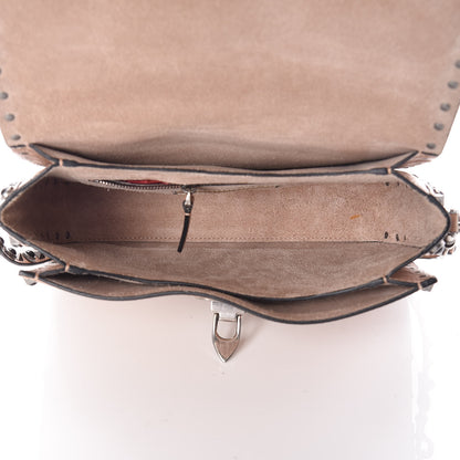 Valentino Garavani Pebbled Calfskin Medium Rockstud Rolling Flap Saddle Bag Soft Noisette 5 of 9