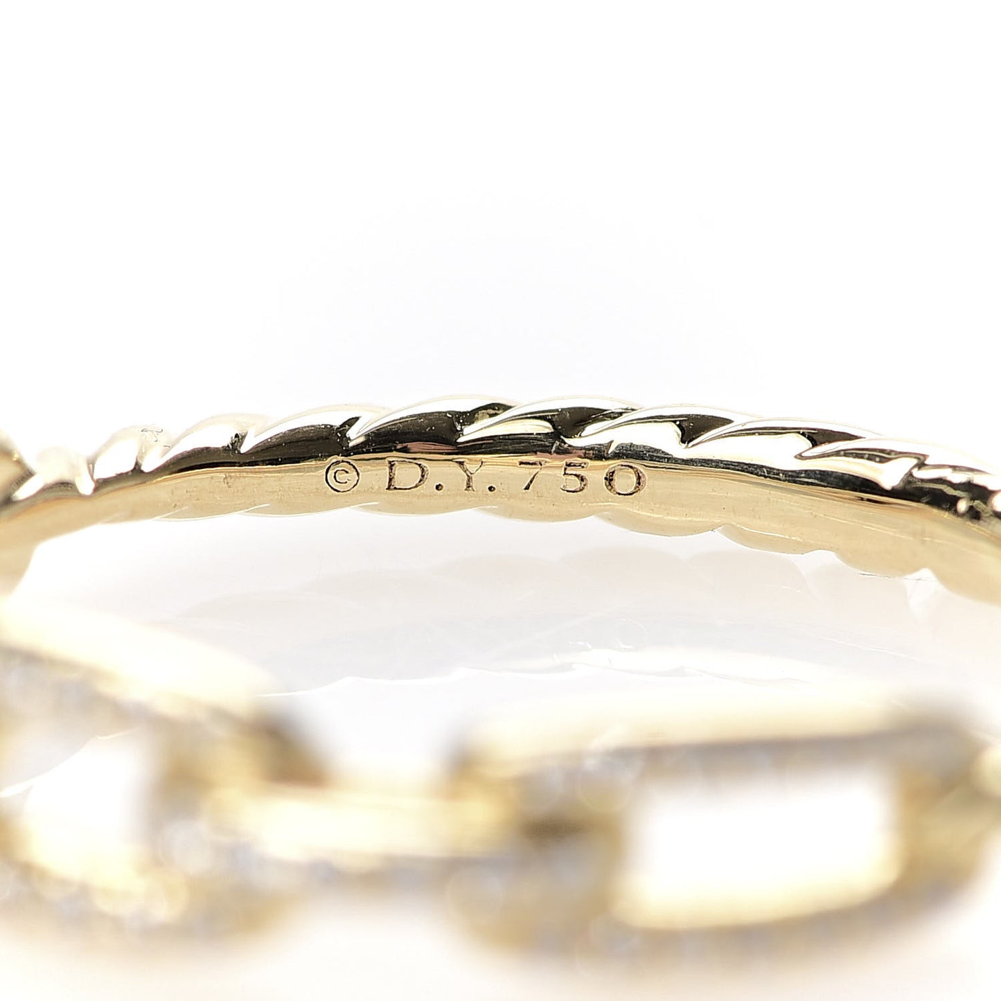 18K Yellow Gold Diamond 4.5mm Stax Single Row Chain Link Ring 55 7.25