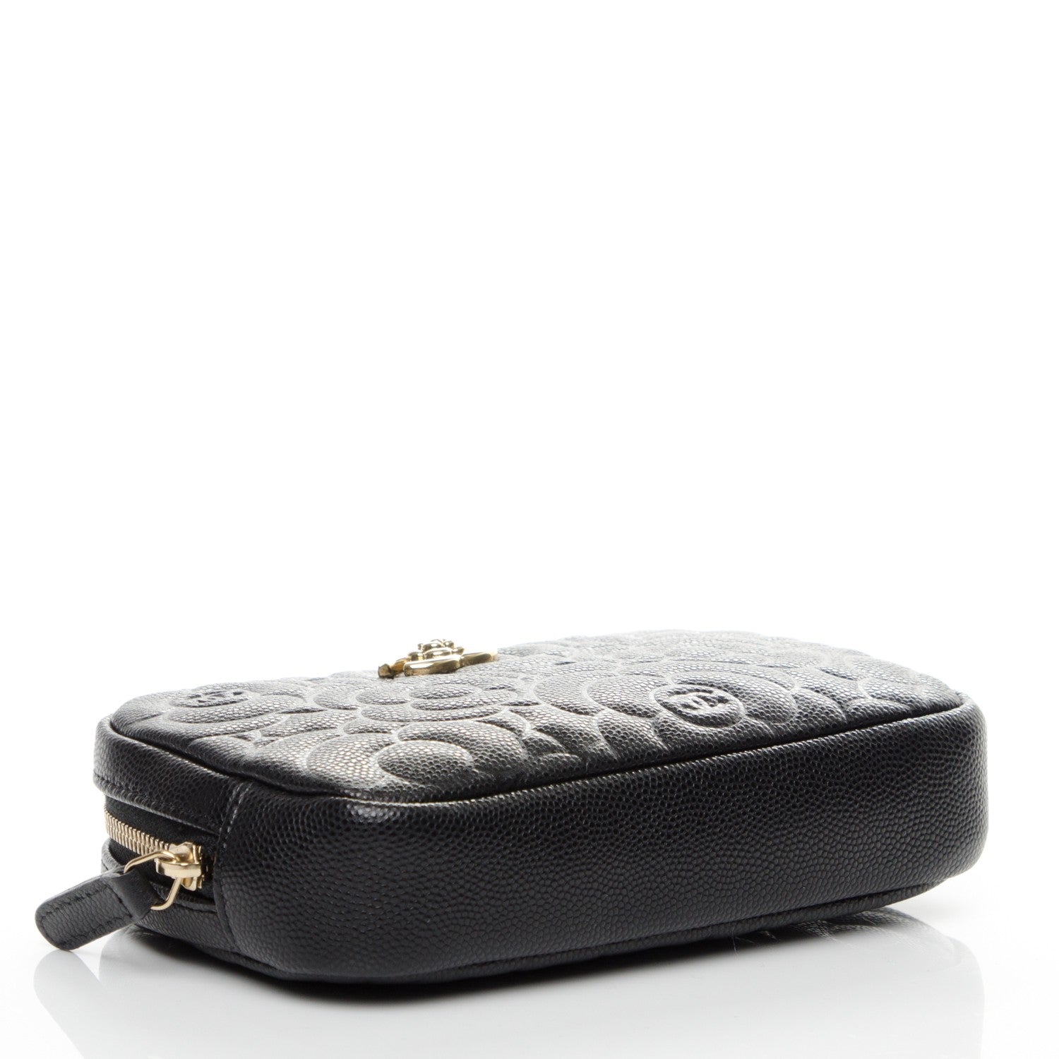 Chanel Caviar Camellia Embossed Small Cosmetic Case Black 4 of 7