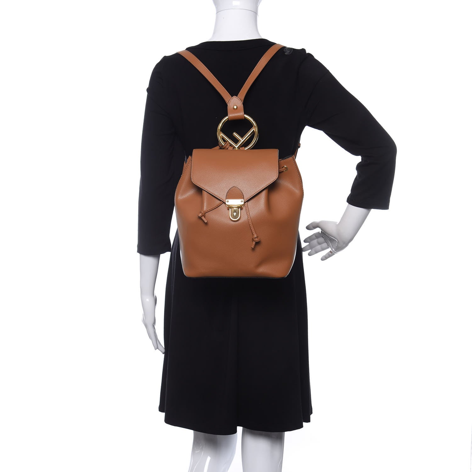 Fendi Vitello Cruise F is Fendi Drawstring Backpack Nocciola 2 of 9