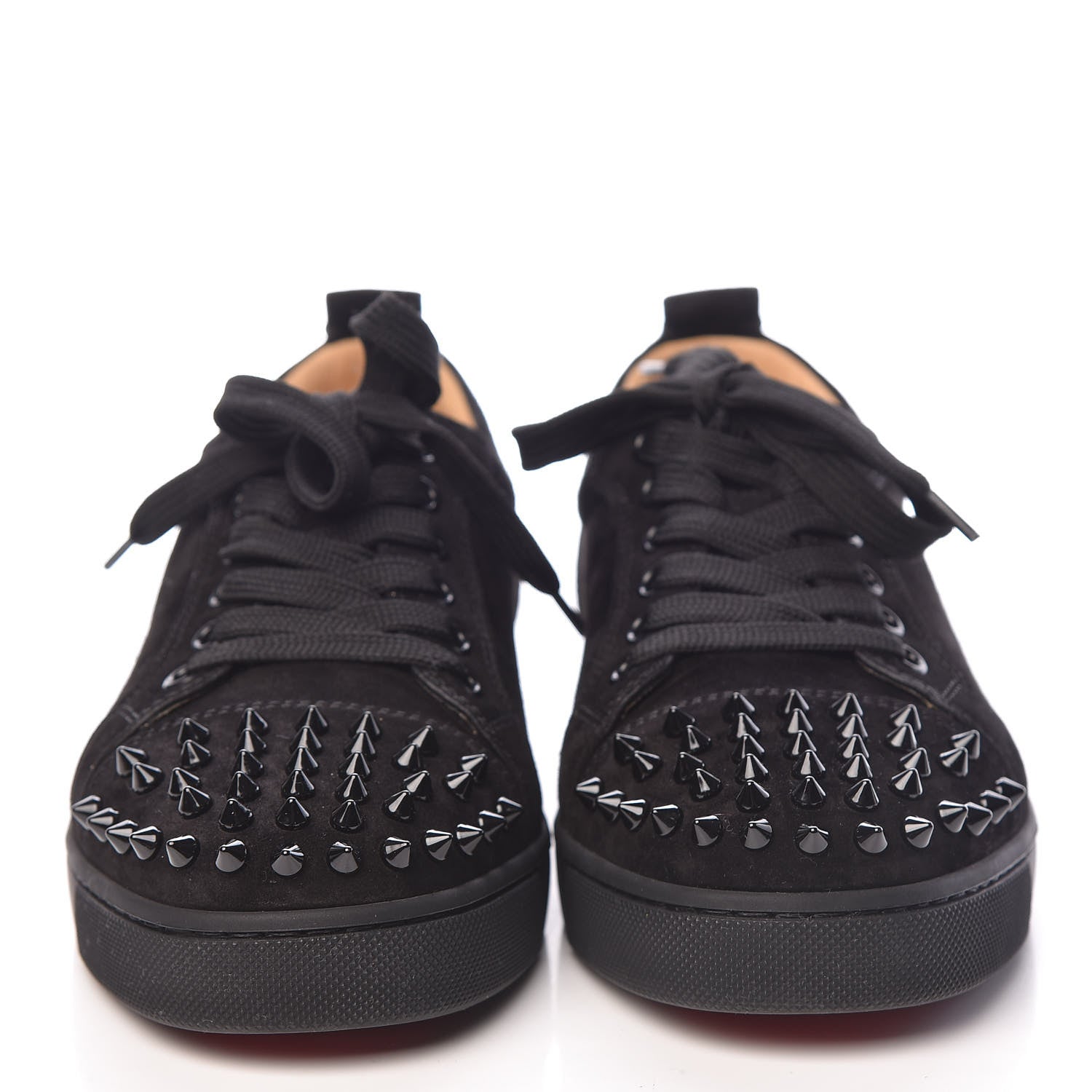 Christian Louboutin Veau Velours Womens Louis Junior Spikes Flat Sneakers 38 Black 2 of 9