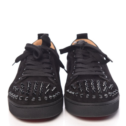 Christian Louboutin Veau Velours Womens Louis Junior Spikes Flat Sneakers 38 Black 2 of 9