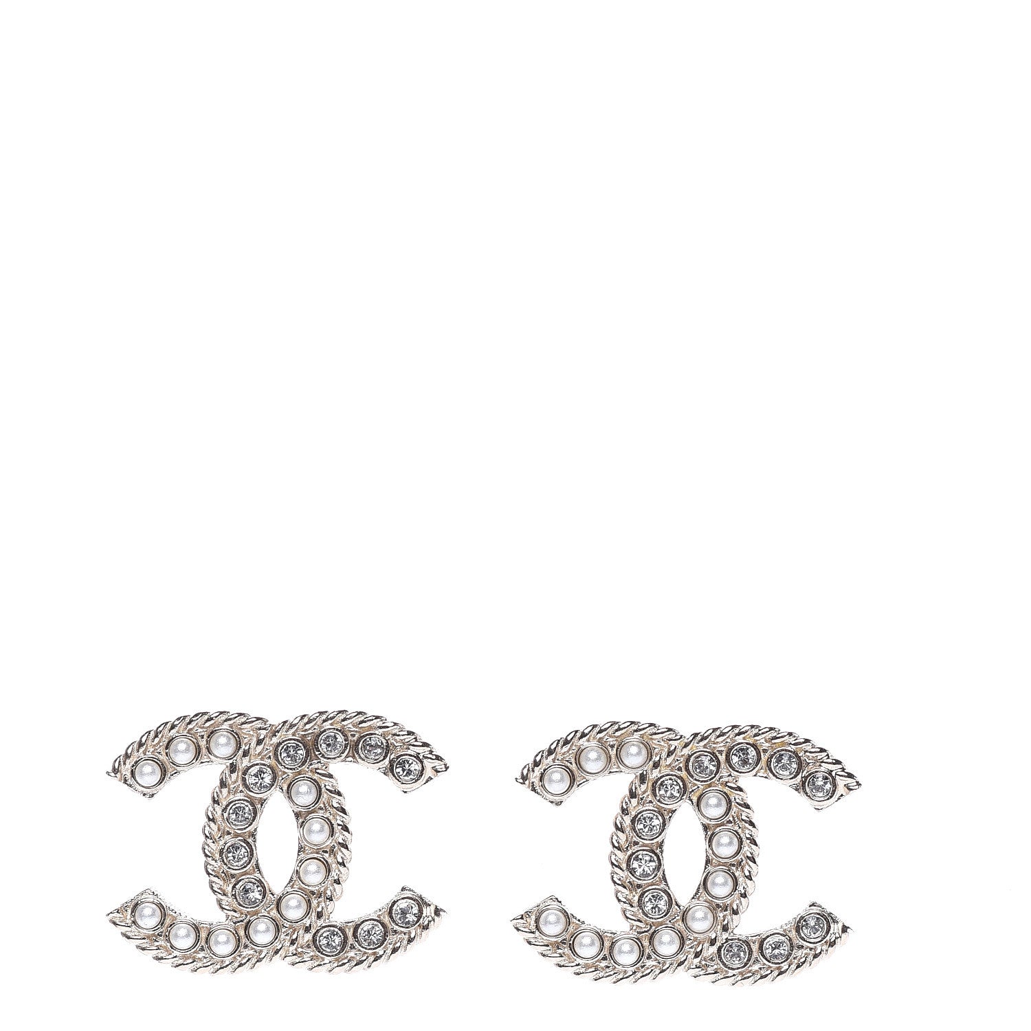 Chanel Pearl Crystal April In Paris CC Earrings Light Gold 1 of 5