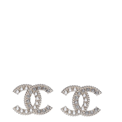 Chanel Pearl Crystal April In Paris CC Earrings Light Gold 1 of 5