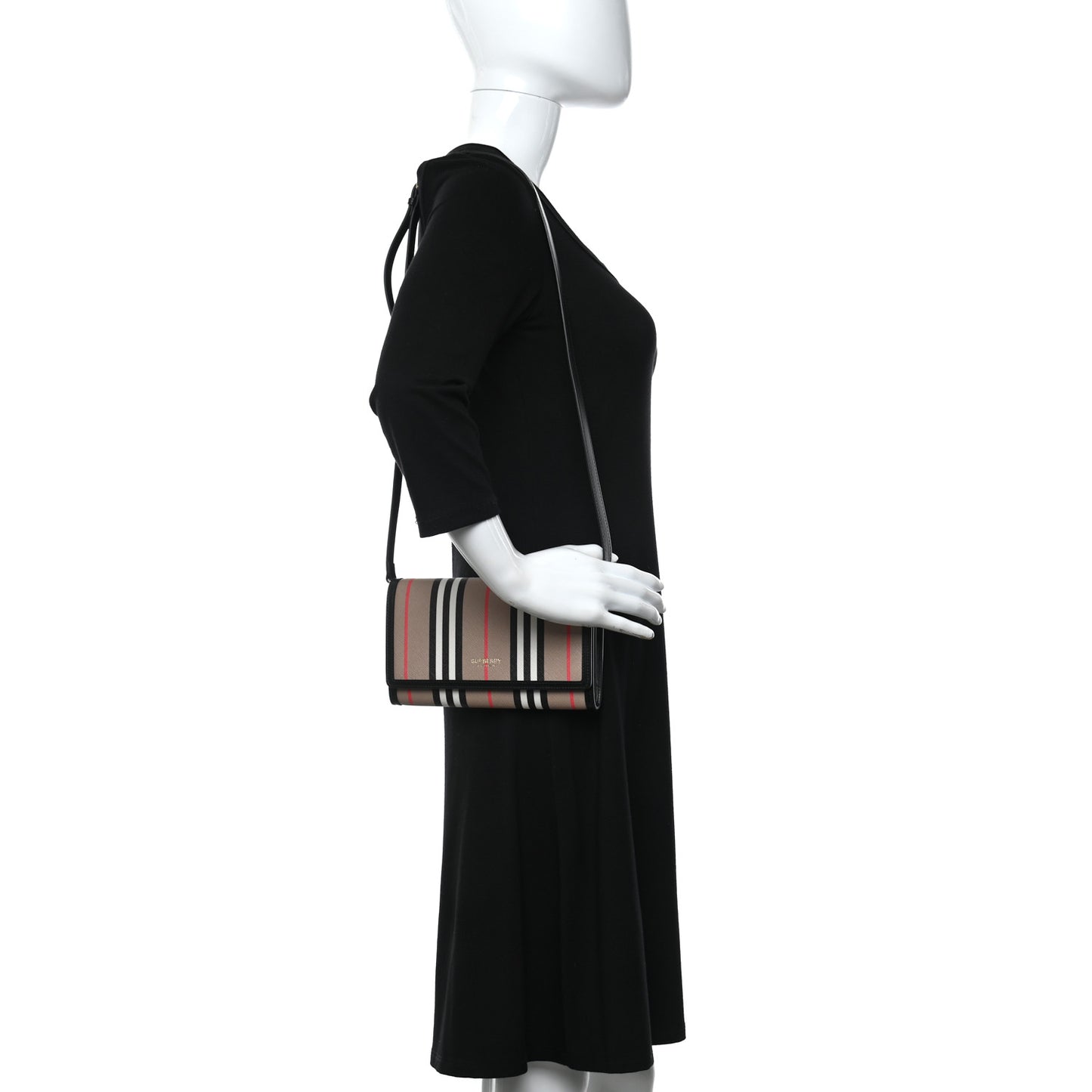 E-Canvas Icon Stripe Hannah Wallet With Detachable Strap Archive Beige