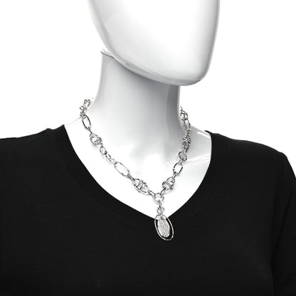 John Hardy Sterling Silver Diamond Bamboo Oval Pendant Necklace 2 of 6