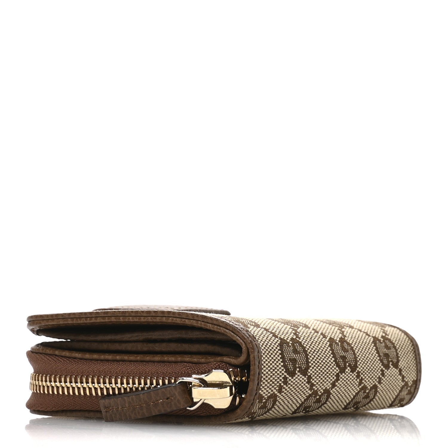 Gucci Monogram Dollar Calfskin Zip Around French Wallet Beige Ebony Tabacco 4 of 8