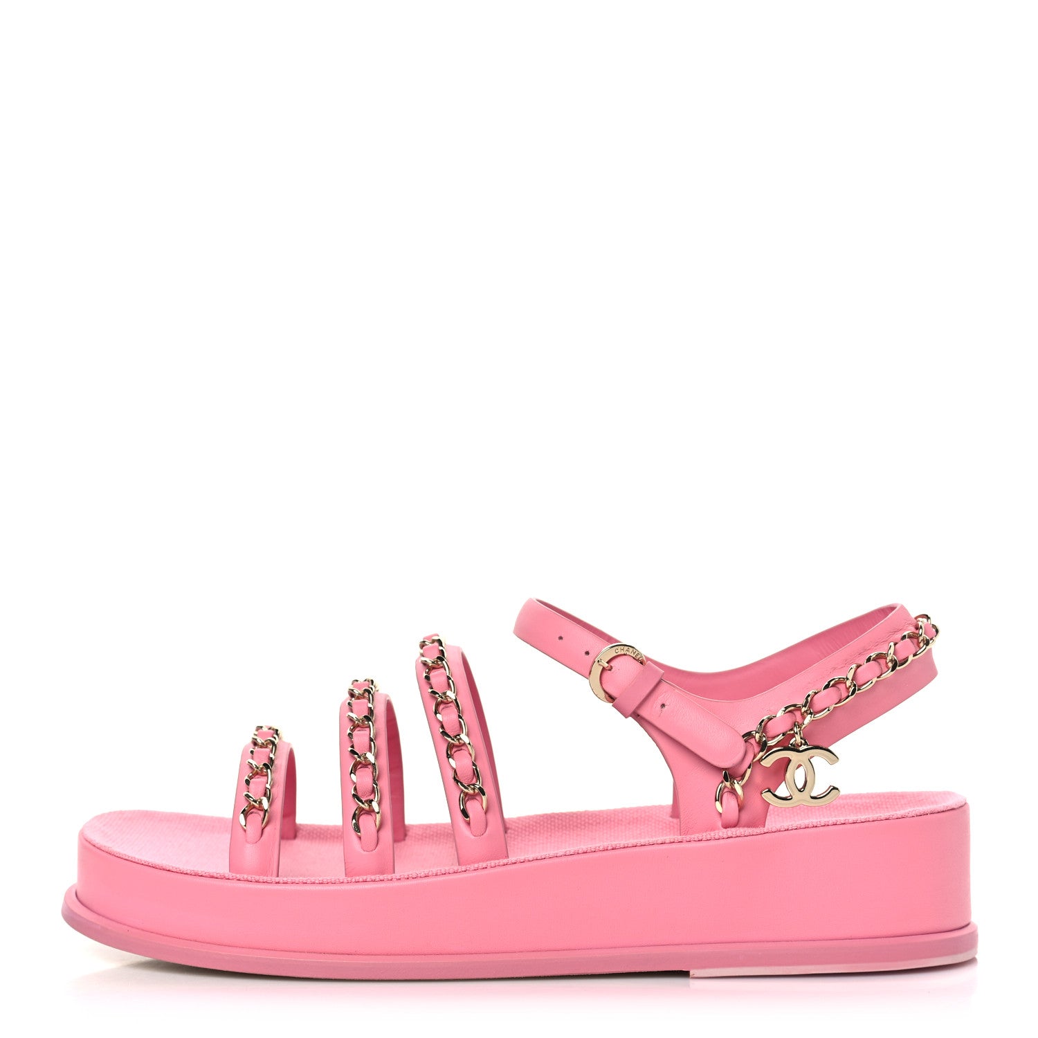 Chanel Calfskin Chain Platform Sandals 36 Pink 1 of 8
