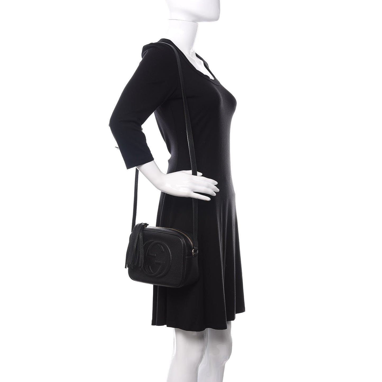 Pebbled Calfskin Small Soho Disco Bag Black