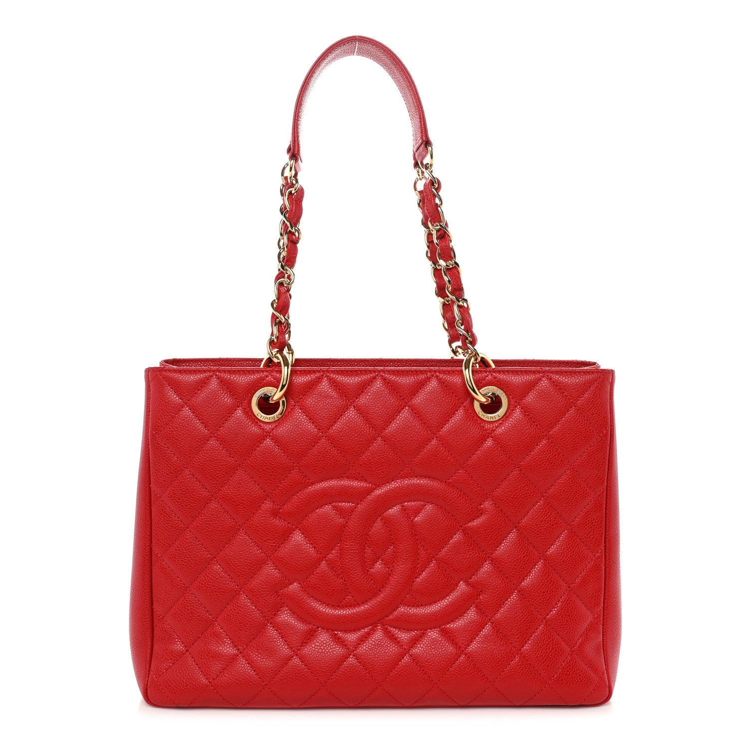 Chanel Caviar Quilted Grand Shopping Tote GST Red 1 of 11