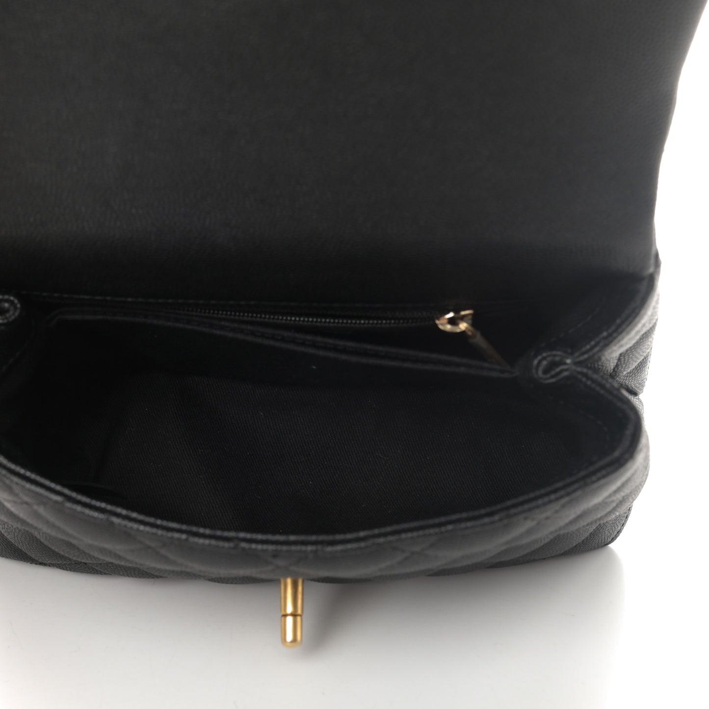 Caviar Lizard Quilted Mini Coco Handle Flap Black